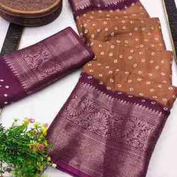 peachmode Women Bandhani Print Saree with Zari Border-picture-29