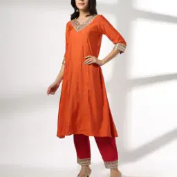 avaasa set Women Embellished A-Line Kurta with Pants Set-picture-28