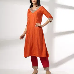 avaasa set Women Embellished A-Line Kurta with Pants Set image 1