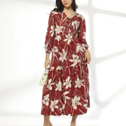 fig Women Floral Print Tiered Dress image 1