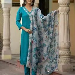 nyrika Women Embroidered Straight Kurta Suit Set-picture-4