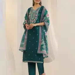 Women Embroidered Straight Kurta Suit Set-image-57