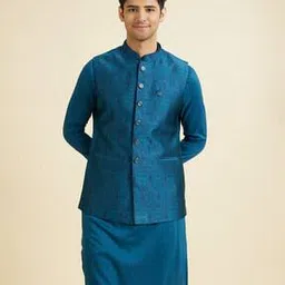 manyavar Men Self-Design Regular Fit Nehru Jacket-picture-10