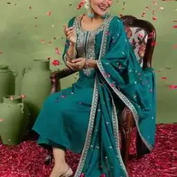 kiana house of fashion Women Embroidered Straight Kurta Suit Set-picture-48