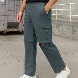 bewakoof Men Relaxed Fit Flat-Front Cargo Pants-picture-12