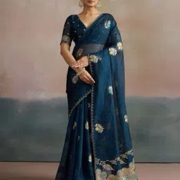 ri-wah Women Embellished Saree with Blouse Piece image 1
