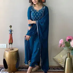 indie picks Embroidery Straight Kurta Set image 1