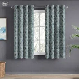 Set of 2 Floral Print Window Curtains with Eyelet Header-image-95