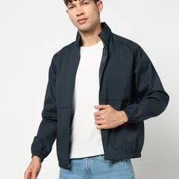 yousta Men Regular Fit Windcheater Bomber Jacket with Insert Pockets-picture-37