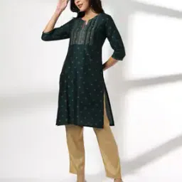 avaasa mix n' match Women Floral Print Straight Kurta-picture-34