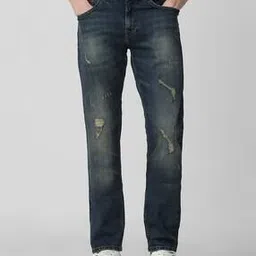 mufti Men Lightly Washed Distressed Super Slim Fit Stretch Jeans-picture-29