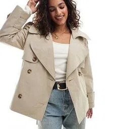 Women Regular Fit Trench Coat with Waist Tie-Up Belt-image-7