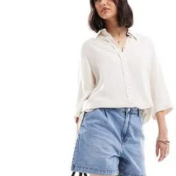 asos design Women Relaxed Fit Shirt with Spread Collar-picture-45
