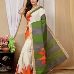 pujoy Women Pure Cotton Hand Loom Saree -picture-17
