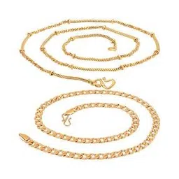 fashion frill Set of 2 Gold-Plated Chains with S-Hook Closure-picture-24