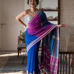 suta Colourblock Cotton Saree with Tassels-picture-23