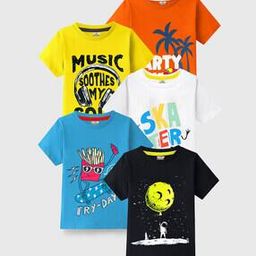 kuchipoo Pack of 5 Boy Relaxed Fit Round-Neck T-Shirts-picture-23