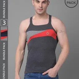 dollar bigboss Pack of 3 Men Solid Super Combed Cotton Racerback Styled Gym Vest-picture-30
