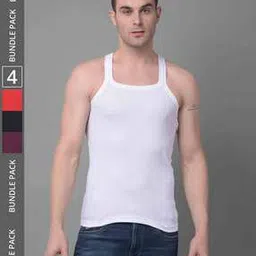 dollar bigboss Pack of 4 Men Solid Combed Cotton Racerback Styled Gym Vest-picture-22