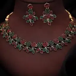 brado jewellery Women Stone-Studded Necklace & Earings Set-picture-50