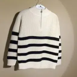 cherry crumble by nitt hyman Striped Half-Zip Closure Sweaters-picture-45