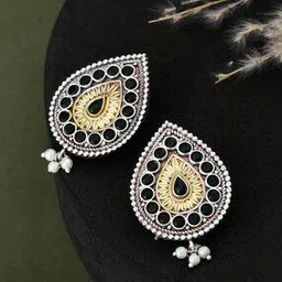 fabindia Women Stone-Studded Pearl Stud Earrings-picture-16