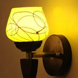 Printed Wooden Wall Lamp with Glass Shade-image-0