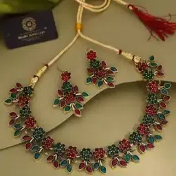 brado jewellery Women American Diamond-Studded Necklace & Earrings Set-picture-37