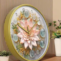 random Floral Print Round Wall Clock with Glass image 1