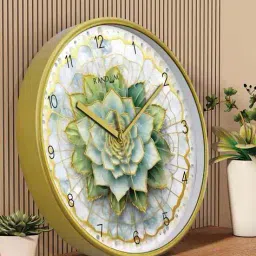 random Floral Print Round Wall Clock with Glass image 1