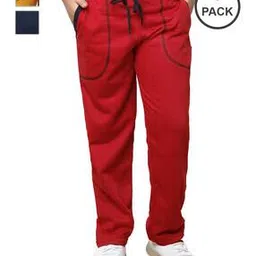indiweaves Pack of 3 Boys Straight Track Pants with Elasticated Drawstring Waist-picture-23