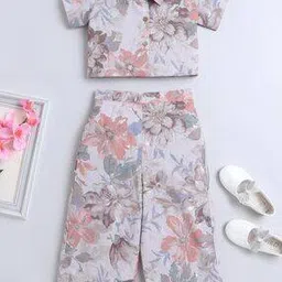 the magic wand Girls Floral Print Top & Pants Set-picture-11