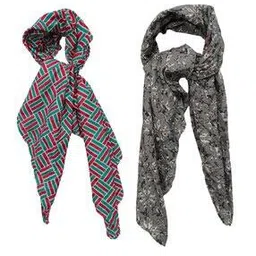 p-pracwal Women Pack of 2 Geometric Print Scarfs with Stitched Detail-picture-32