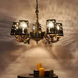 devansh  Chandelier With Etching Shades  For Living Room  image 1