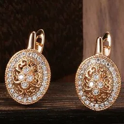 shining diva 13019ER Gold-Plated Stone-Studded Huggie Earrings-picture-47