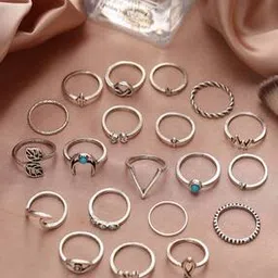 shining diva 12988R Set of 20 Boho Midi Finger Rings-picture-28