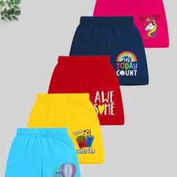 kuchipoo Girls Pack of 5 Typographic Print Regular Fit Shorts-picture-17
