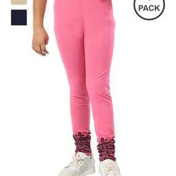 indiweaves Pack of 3 Leggings with Floral Print Hem-picture-36