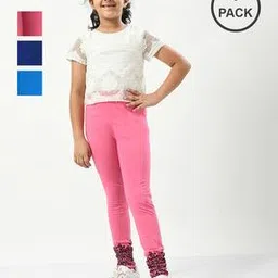 indiweaves Pack of 3 Leggings with Floral Print Hem-picture-14