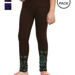 indiweaves Pack of 3 Leggings with Floral Print Hem-picture-11