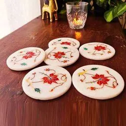 peepul tree Set of 6 Floral Pattern Marble Coasters-picture-44