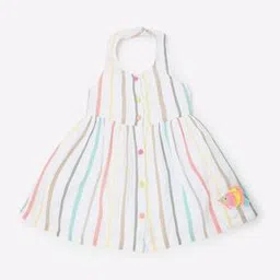 Striped Halter-Neck A-line Dress-image-0