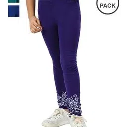 indiweaves Girls Pack of 3 Floral Print Leggings with Elasticated Waistband-picture-43