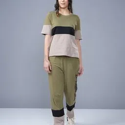 sj slumber jill Women Colourblock Top & Pyjamas Set-picture-22