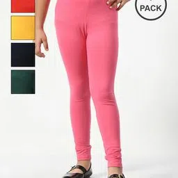 indiweaves Girls Pack of 5 Leggings with Elasticated Waist-picture-52