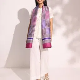 fabindia Women Geometric Print Silk Stole-picture-12