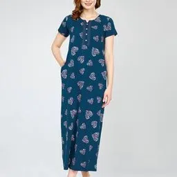 zeyo Women Heart Print Round-Neck Nightgowns-picture-12