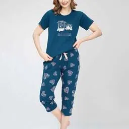 zeyo Women Graphic Print T-Shirt & Capris Set-picture-15