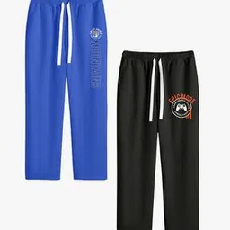 runstars Boy Pack of 2 Graphic Print Straight Track Pants-picture-21