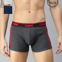 onn Pack of 3 Men Typographic Print Trunks with Elasticated Waist-picture-29